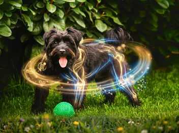 Illustration of healthy dog joints and connective tissue